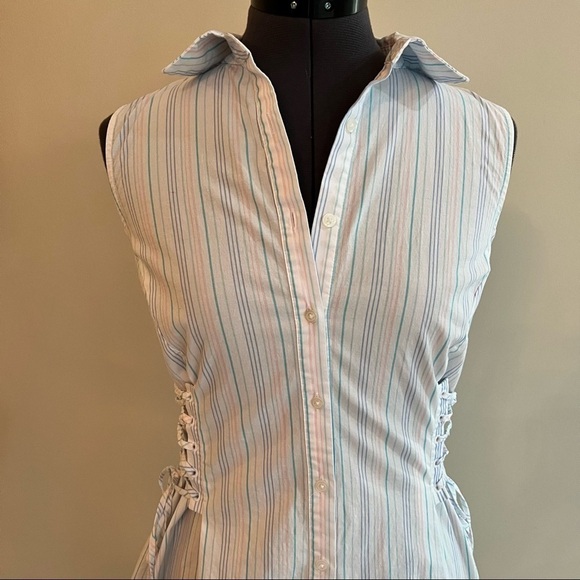 Belle Sky White and Pastel Striped Cotton Dress in size S - Picture 3 of 8